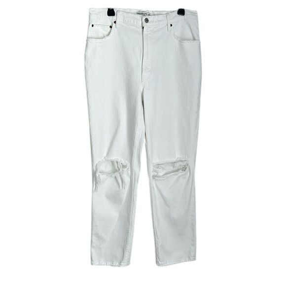 Abercrombie&Fitch Women’s 32/14R ‘90’s Straight Ultra High Rise Distressed Jeans - Picture 1 of 13